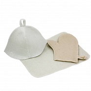 Белый набор из 3-х предметов (шапка, коврик, варежка) NY-00001